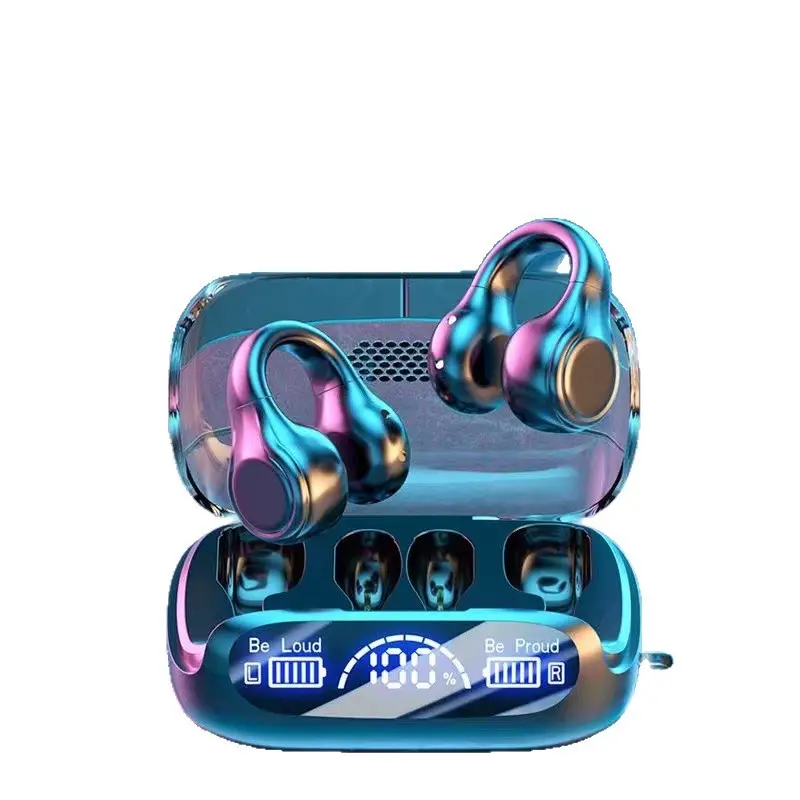 Cross-Border Popular U5 Bone Conduction Wireless Bluetooth Headset, Non-In-Ear, Smart Digital Display, Noise Reduction, Sports Ear Clip Type for Men and Women