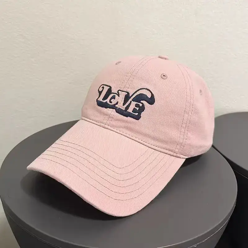 Women Korean Letter Baseball Cap Sunshade Cap Pink White - Image 8