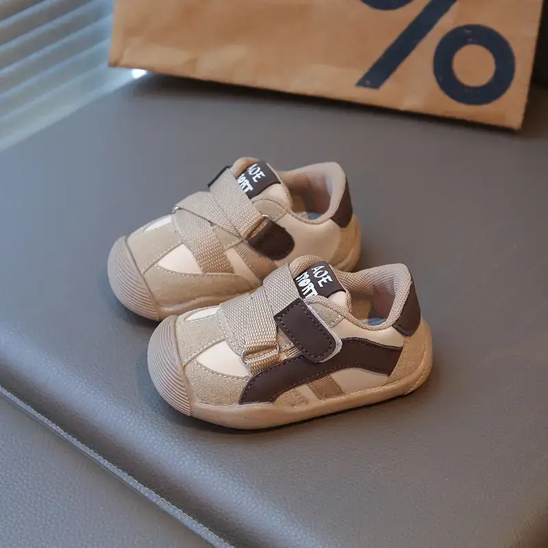 New Baby Toddler Shoes Non-Slip Soft Bottom Beige Brown