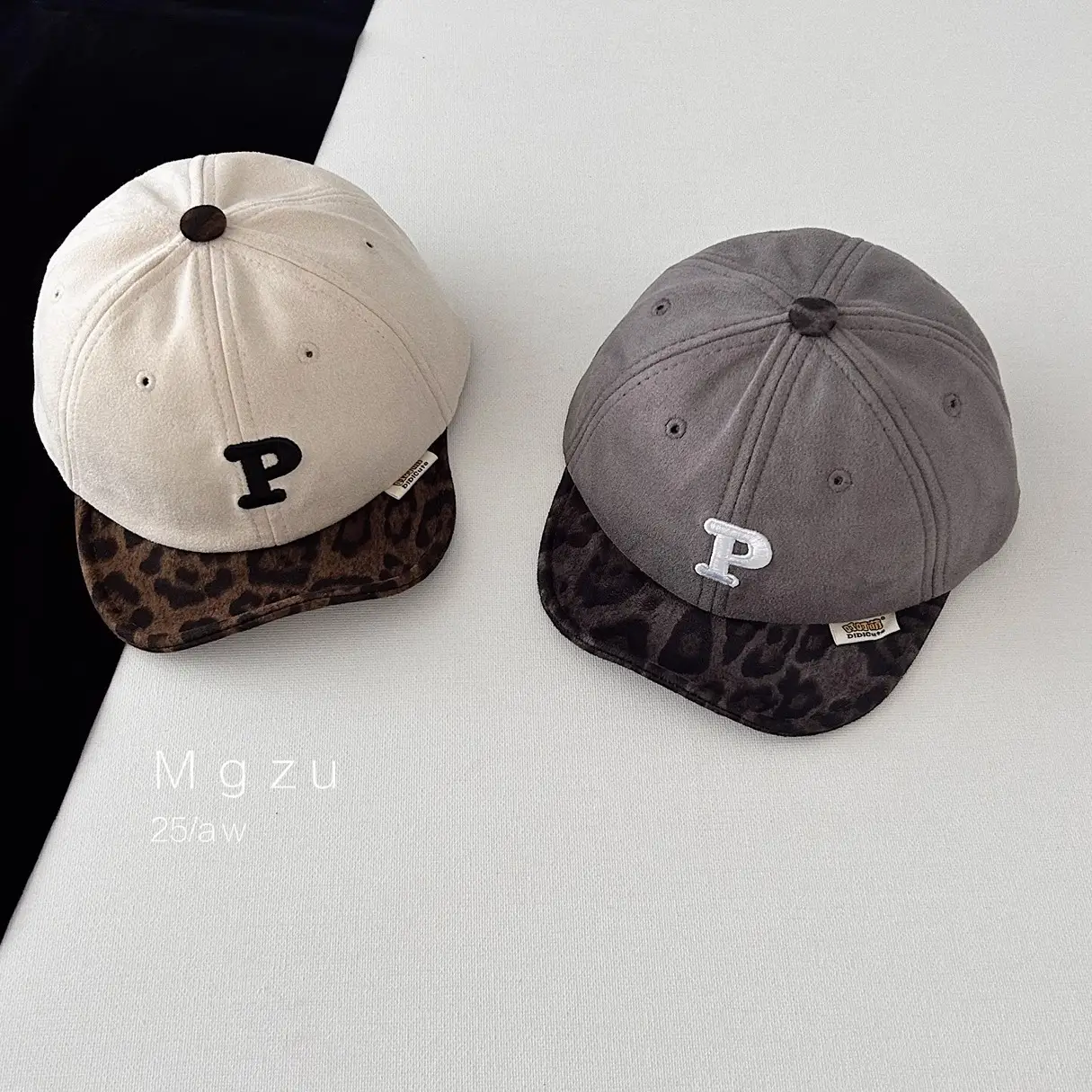 Kids Baseball Cap Black Leopard Print P Letter - Image 7