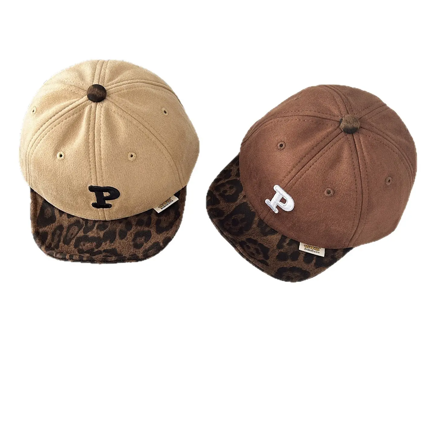 Kids Baseball Cap Black Leopard Print P Letter - Image 10