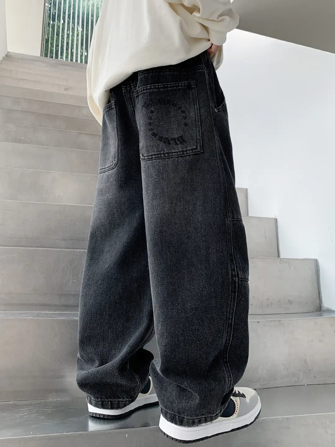 Boys' Fleece-Lined Denim Pants Children's Autumn and Winter Trousers for Middle School Students 2026 New Large Children's Autumn Casual Pants