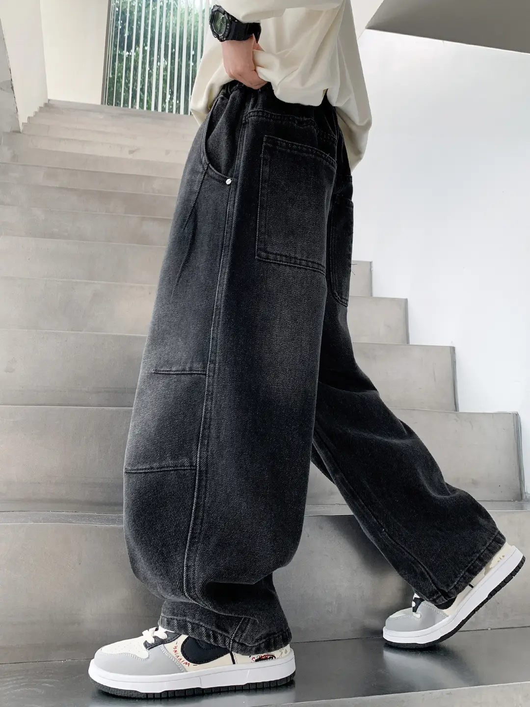 Boys' Fleece-Lined Denim Pants Children's Autumn and Winter Trousers for Middle School Students 2026 New Large Children's Autumn Casual Pants
