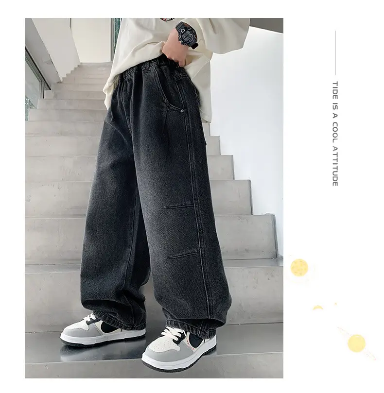 Boys' Fleece-Lined Denim Pants Children's Autumn and Winter Trousers for Middle School Students 2026 New Large Children's Autumn Casual Pants — feature 16