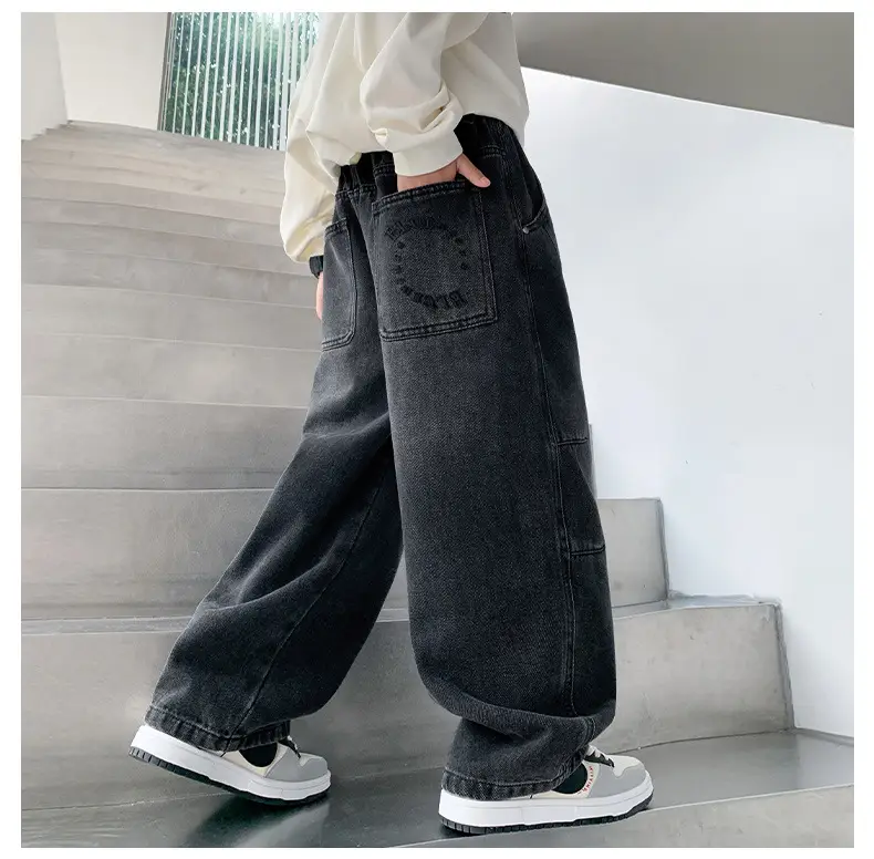 Boys' Fleece-Lined Denim Pants Children's Autumn and Winter Trousers for Middle School Students 2026 New Large Children's Autumn Casual Pants — feature 17