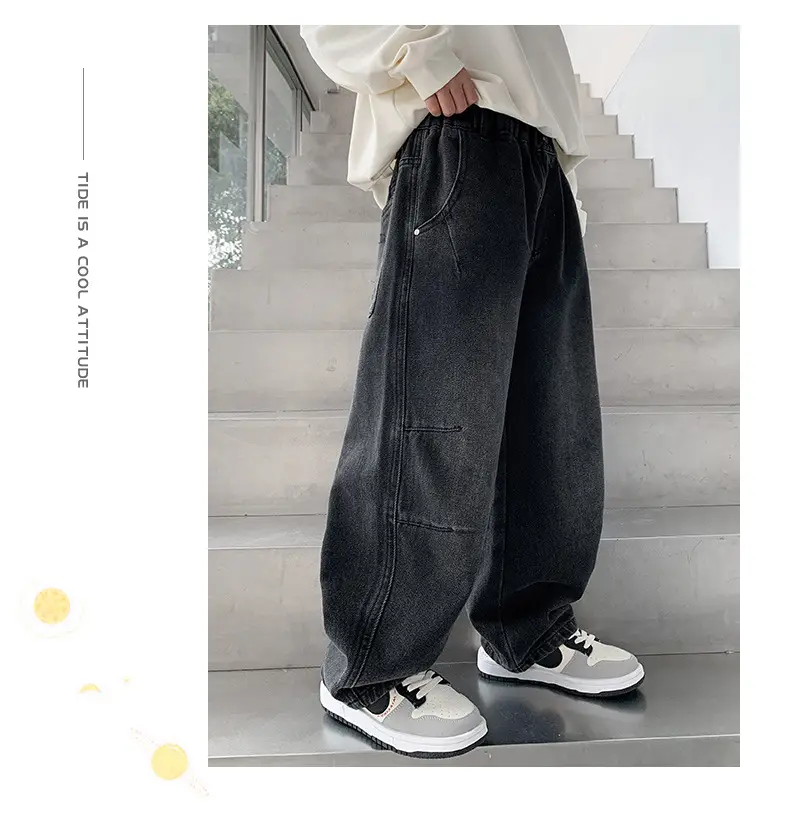 Boys' Fleece-Lined Denim Pants Children's Autumn and Winter Trousers for Middle School Students 2026 New Large Children's Autumn Casual Pants — feature 19