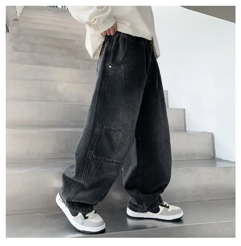 Boys' Fleece-Lined Denim Pants Children's Autumn and Winter Trousers for Middle School Students 2026 New Large Children's Autumn Casual Pants — feature 23