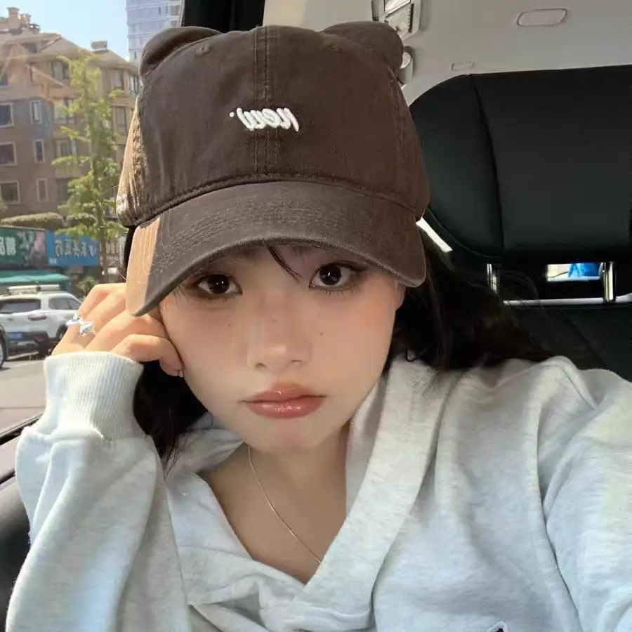 Korean Cat Ear Baseball Cap with Cute Bear Ears - Image 8