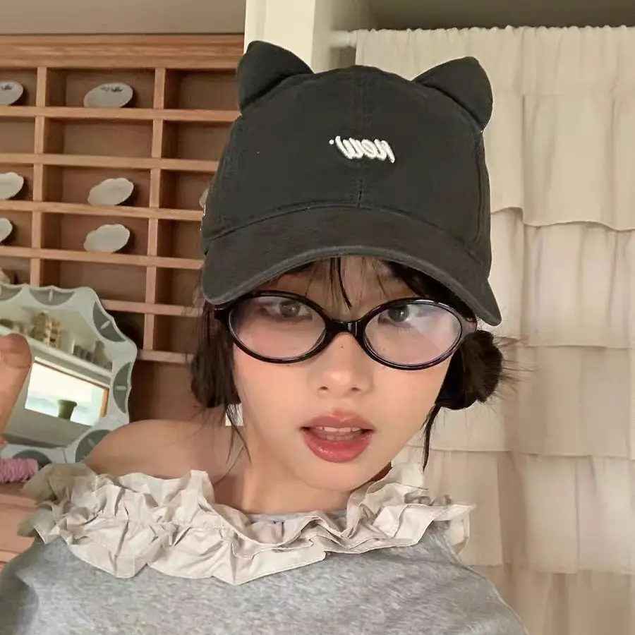 Korean Cat Ear Baseball Cap with Cute Bear Ears - Image 9