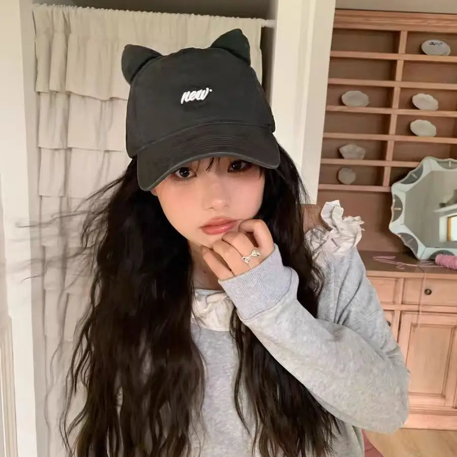 Korean Cat Ear Baseball Cap with Cute Bear Ears - Image 11