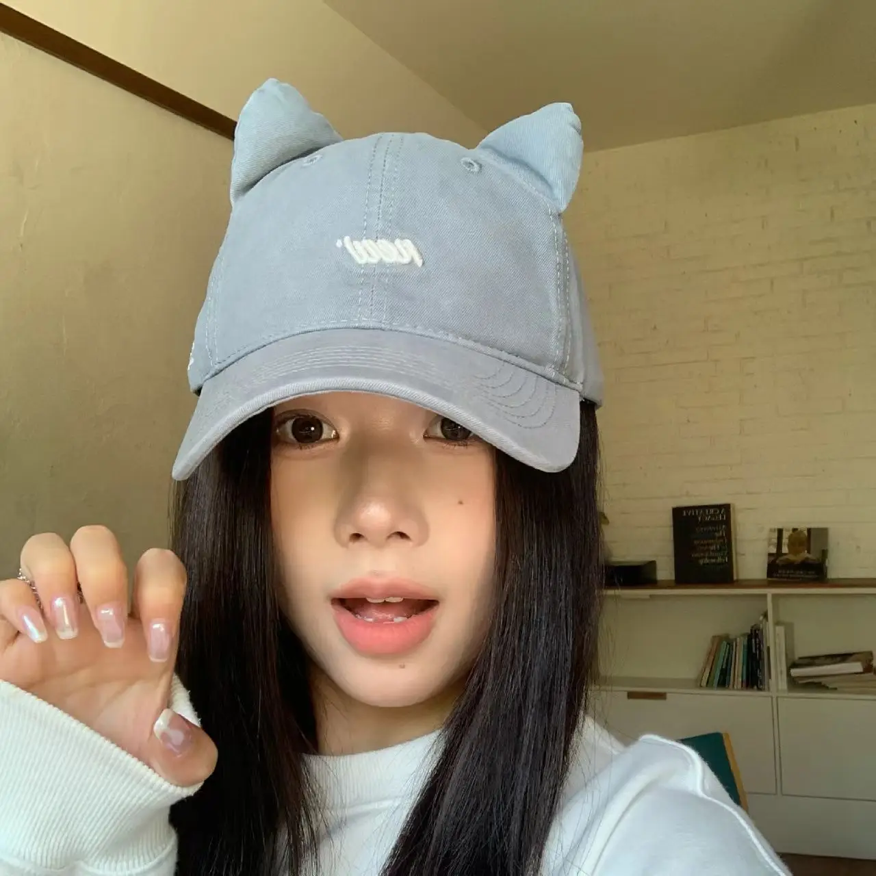 Korean Cat Ear Baseball Cap with Cute Bear Ears - Image 3