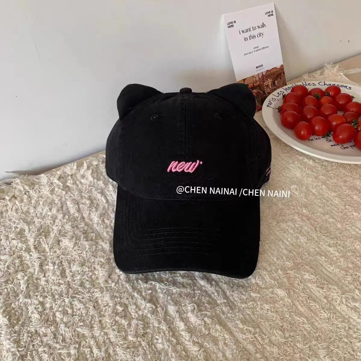 Korean Cat Ear Baseball Cap with Cute Bear Ears - Image 5