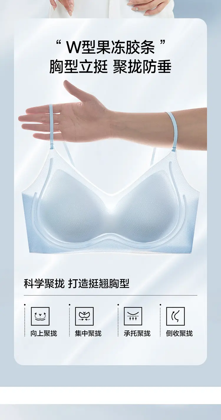 Summer Thin Intimates for Women with Small Breasts, Push-Up, No Rims, Jelly Glue Soft Support Bra, Soft and Cool, Seamless and Beautiful Back — feature 5