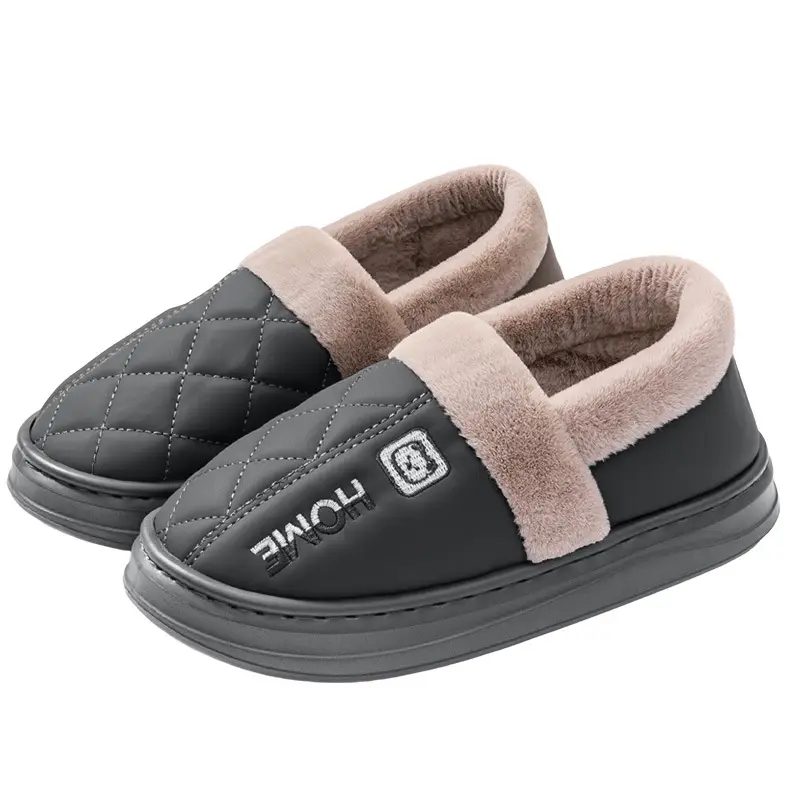 Waterproof Cotton Slippers for Men in Autumn and Winter Outer Wear 2025 New Indoor Home Thick-Soled Warm Fleece-Lined Bag Heel Cotton Shoes - Image 9