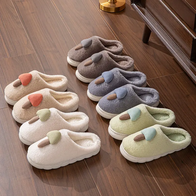 New Cartoon Mushroom Cotton Slippers for Home Fashion Warm Cotton Slippers Winter Home Indoor Comfortable Plush Slippers for Men