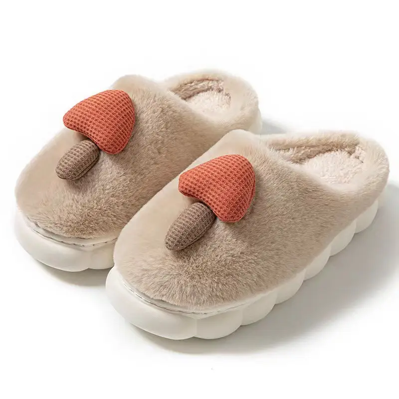 New Cartoon Mushroom Cotton Slippers for Home Fashion Warm Cotton Slippers Winter Home Indoor Comfortable Plush Slippers for Men