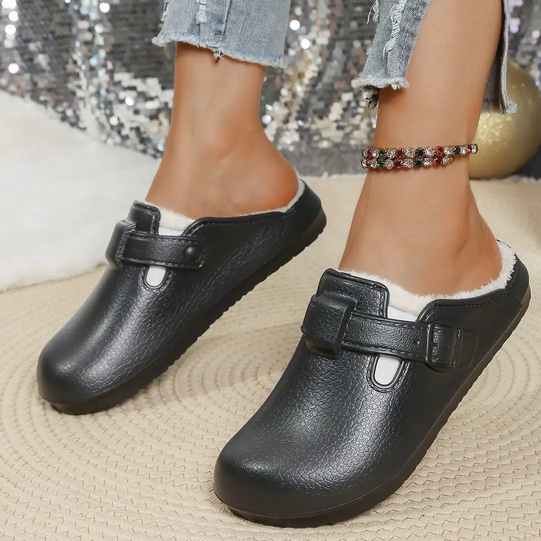 Plush Toe-Cap Half Slippers for Men's Outer Wear Eva Anti-Slip 2025 Autumn and Winter New Thick-Soled Men's Birkenstock Slippers Cross-Border - Image 5