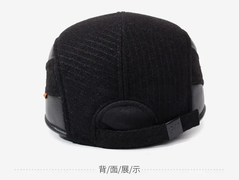 Winter Wool Ear Protection Cap for Men Elderly Black — feature 11