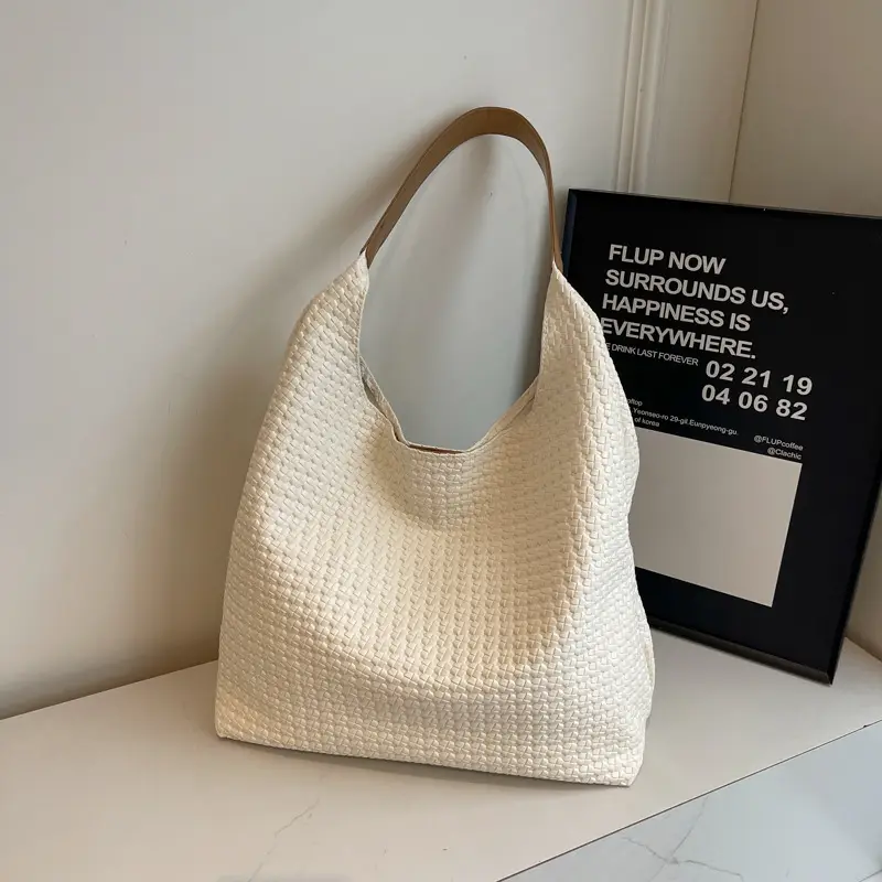 Retro Woven Shoulder Bag Black Large Capacity Women - Image 8