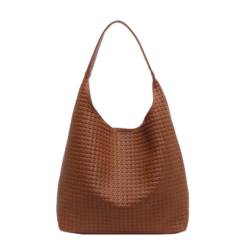 Retro Woven Shoulder Bag Black Large Capacity Women - Image 4