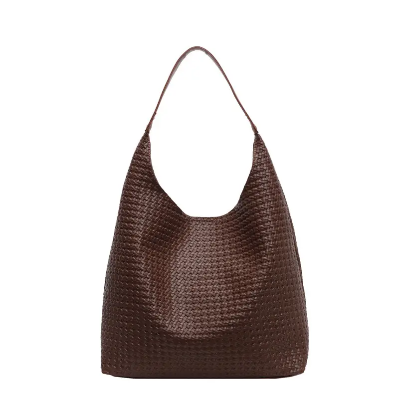 Retro Woven Shoulder Bag Black Large Capacity Women - Image 3