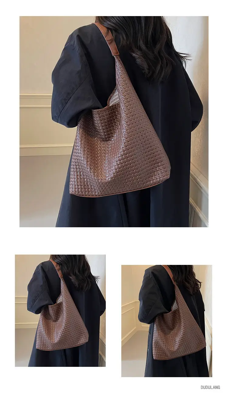 Retro Woven Shoulder Bag Black Large Capacity Women — feature 11
