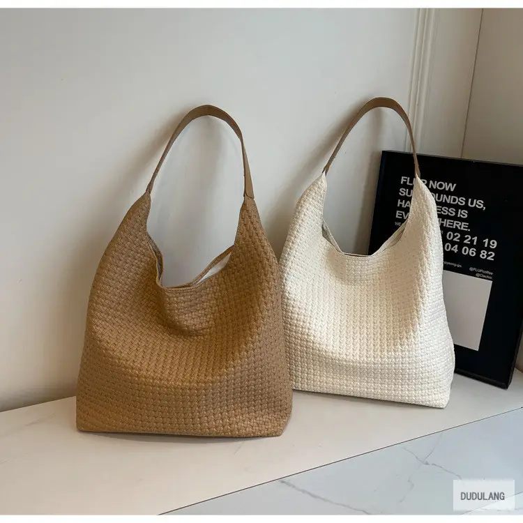 Retro Woven Shoulder Bag Black Large Capacity Women — feature 17