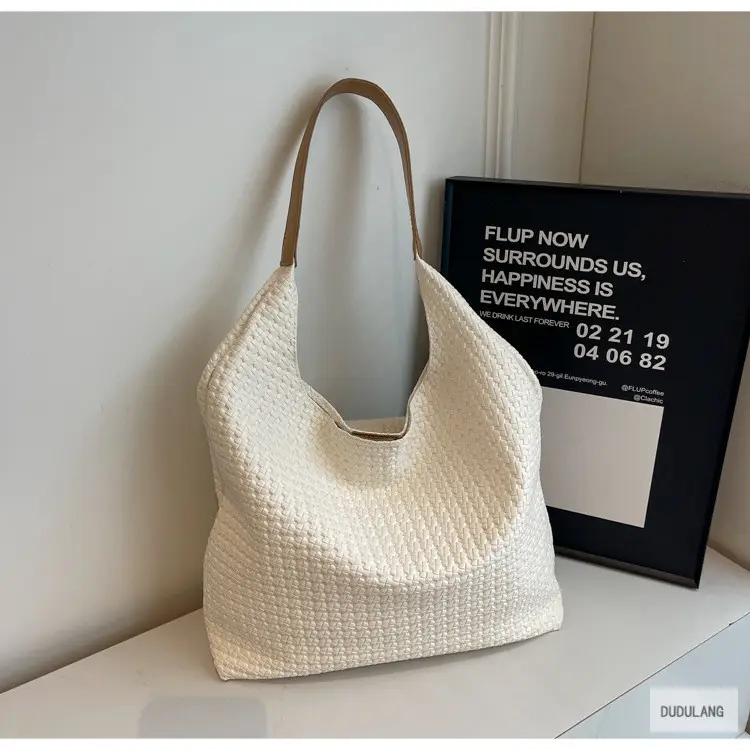Retro Woven Shoulder Bag Black Large Capacity Women — feature 19