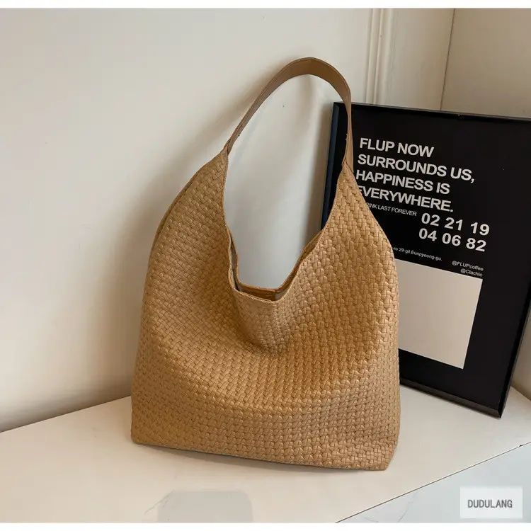 Retro Woven Shoulder Bag Black Large Capacity Women — feature 20