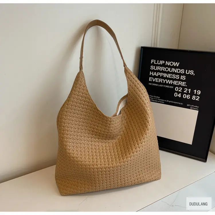 Retro Woven Shoulder Bag Black Large Capacity Women — feature 21