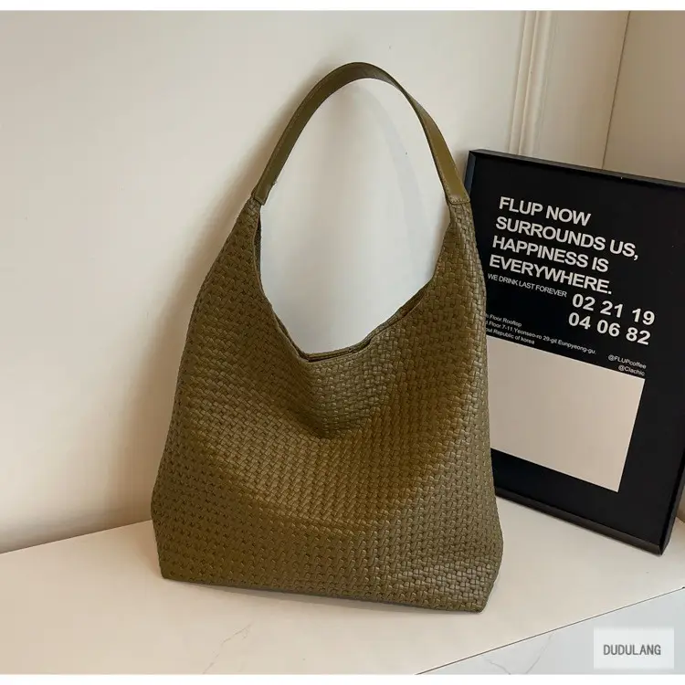 Retro Woven Shoulder Bag Black Large Capacity Women — feature 29