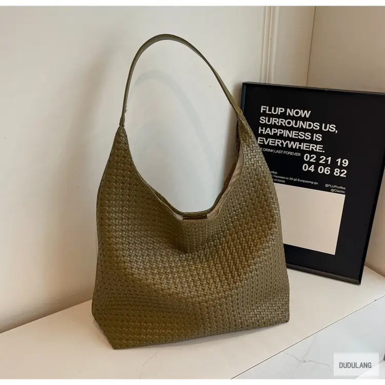 Retro Woven Shoulder Bag Black Large Capacity Women — feature 30