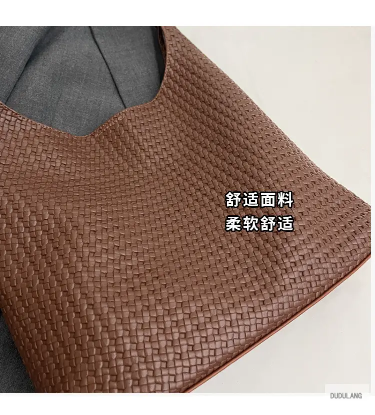 Retro Woven Shoulder Bag Black Large Capacity Women — feature 6