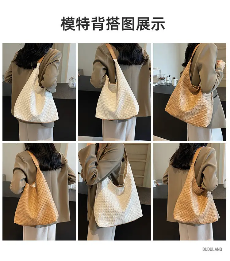 Retro Woven Shoulder Bag Black Large Capacity Women — feature 9
