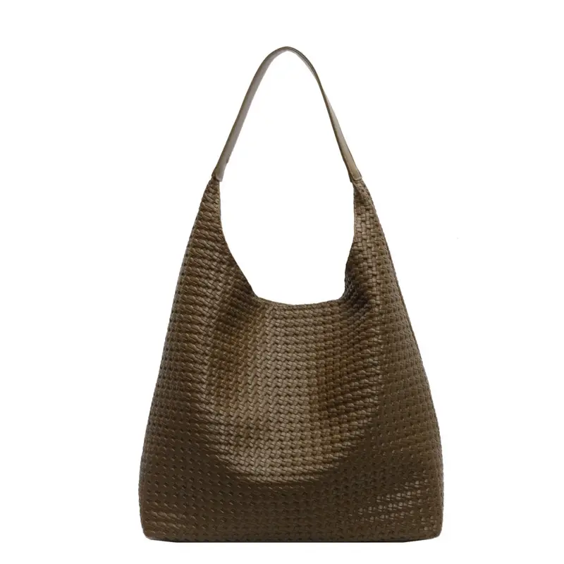 Retro Woven Shoulder Bag Black Large Capacity Women - Image 5