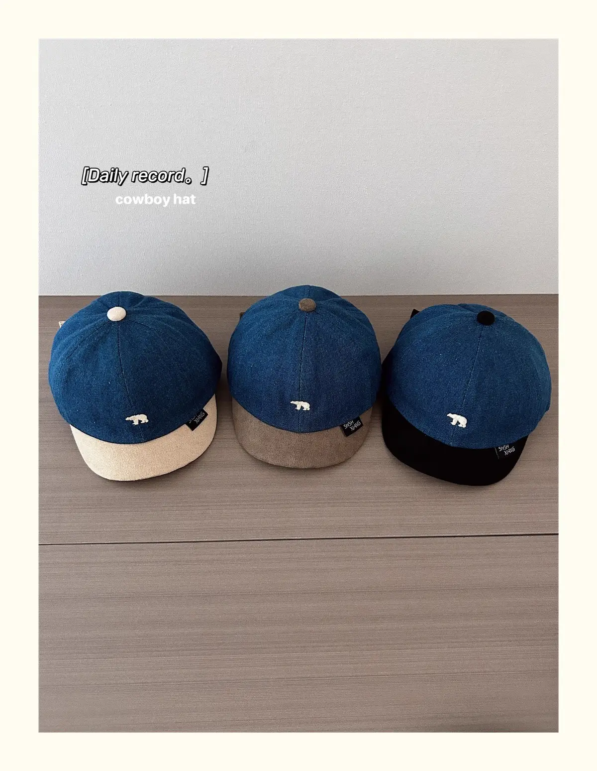 Baby Cap Blue Brown Embroidered Bear Spring Autumn Kids — feature 1