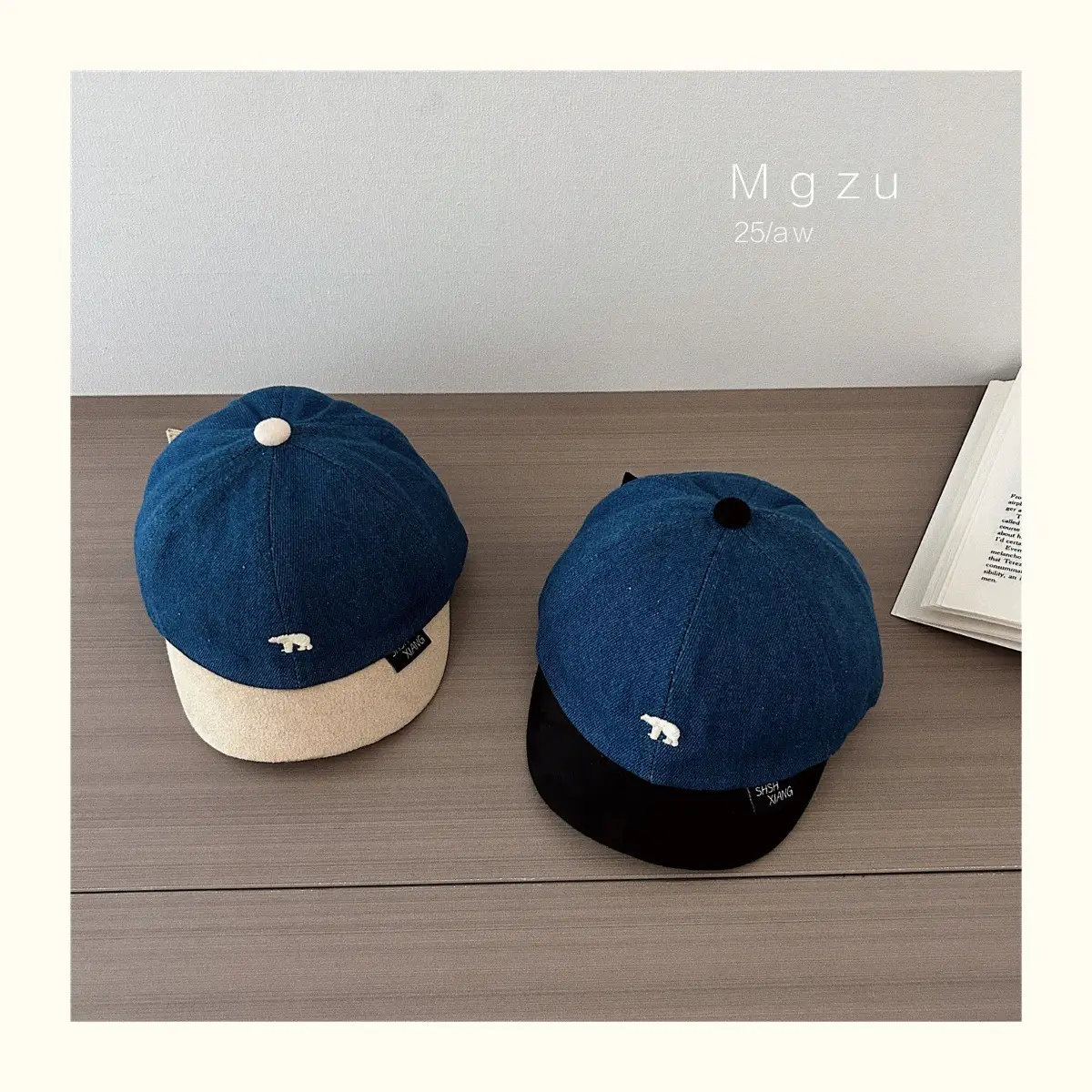 Baby Cap Blue Brown Embroidered Bear Spring Autumn Kids — feature 6