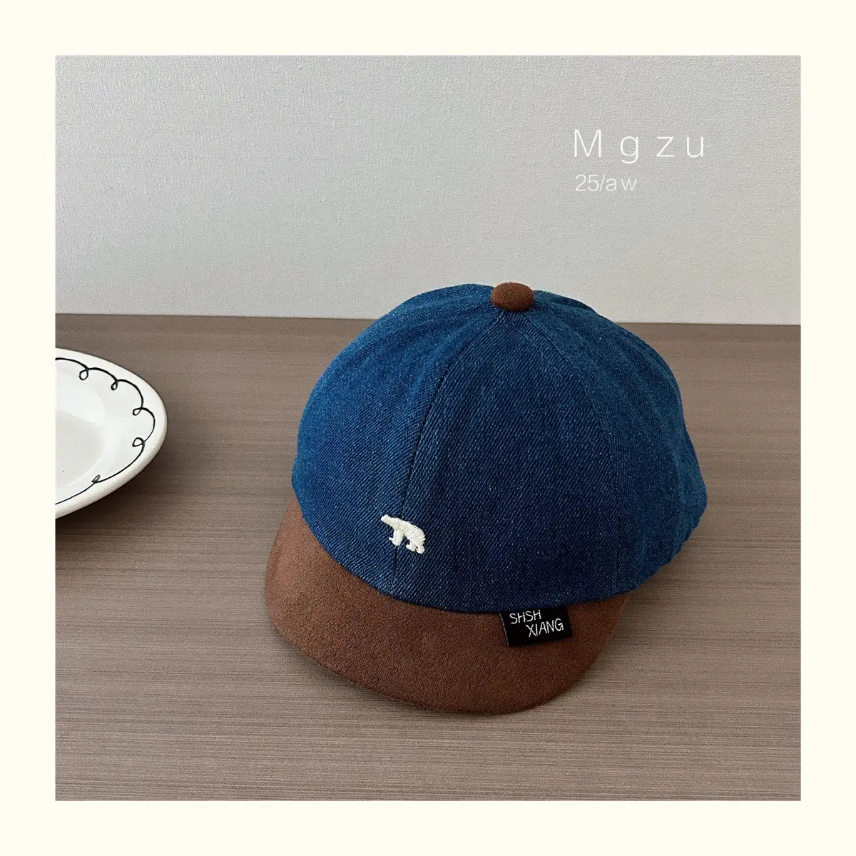 Baby Cap Blue Brown Embroidered Bear Spring Autumn Kids — feature 9