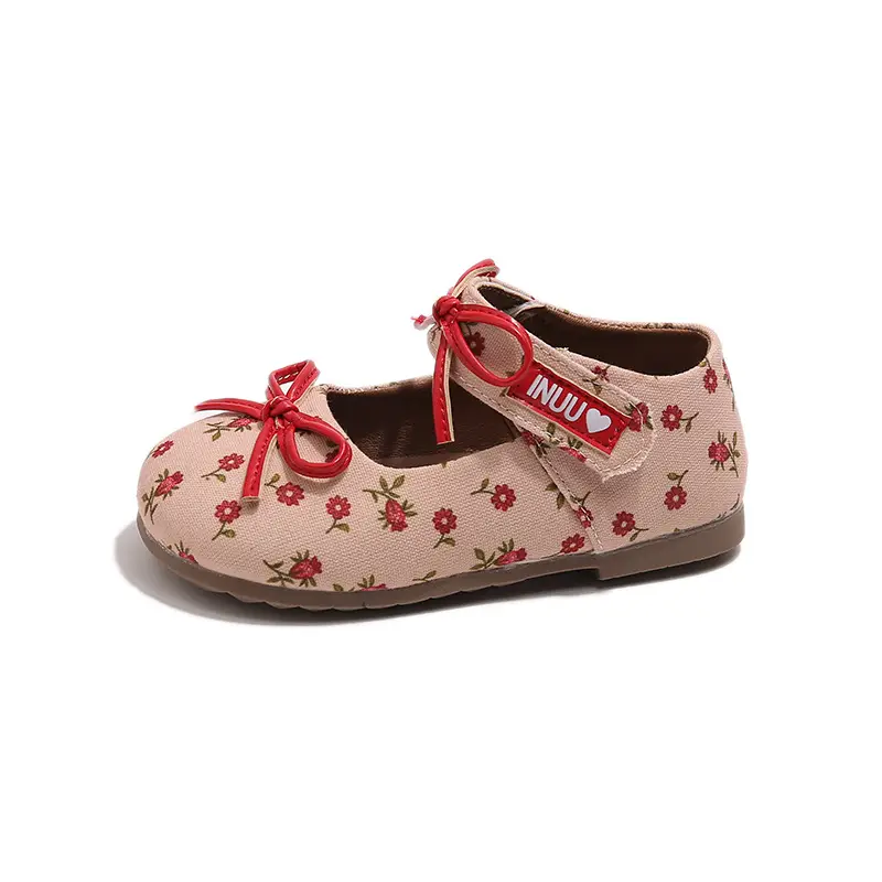 Girls' Floral Bow Shoes Small Korean Style