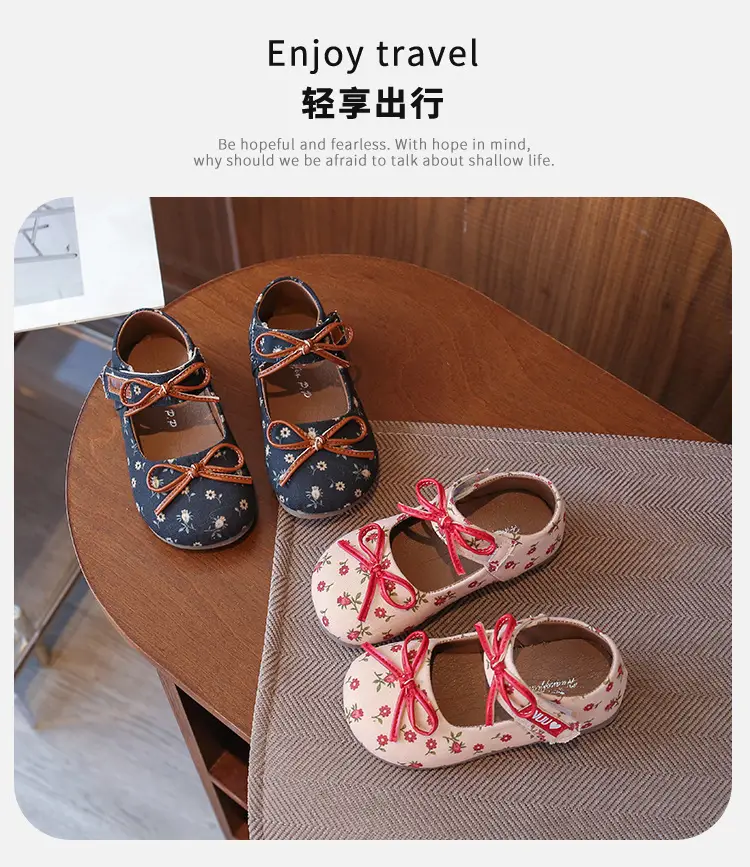 Girls' Floral Bow Shoes Small Korean Style — feature 1