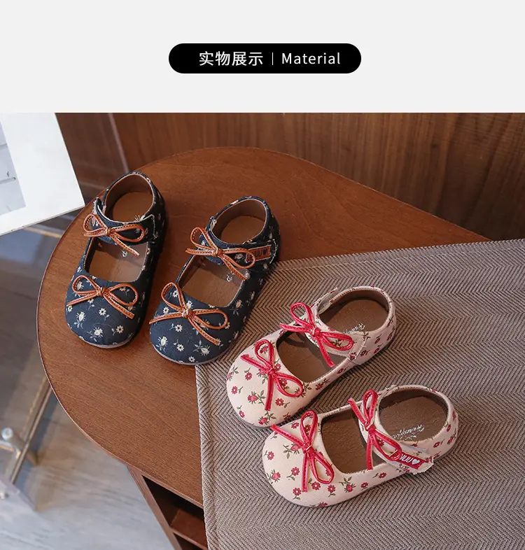 Girls' Floral Bow Shoes Small Korean Style — feature 6