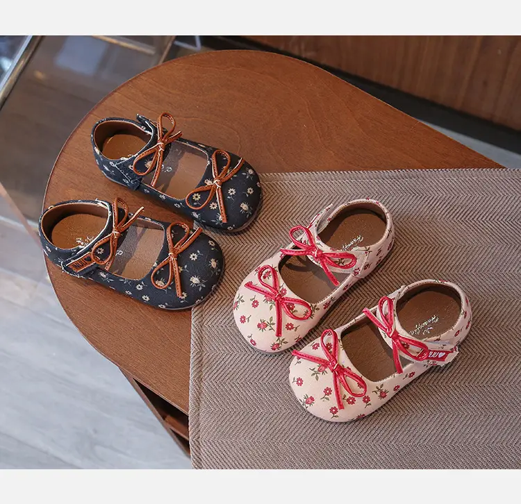 Girls' Floral Bow Shoes Small Korean Style — feature 7