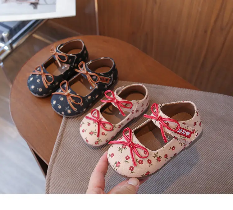 Girls' Floral Bow Shoes Small Korean Style — feature 8