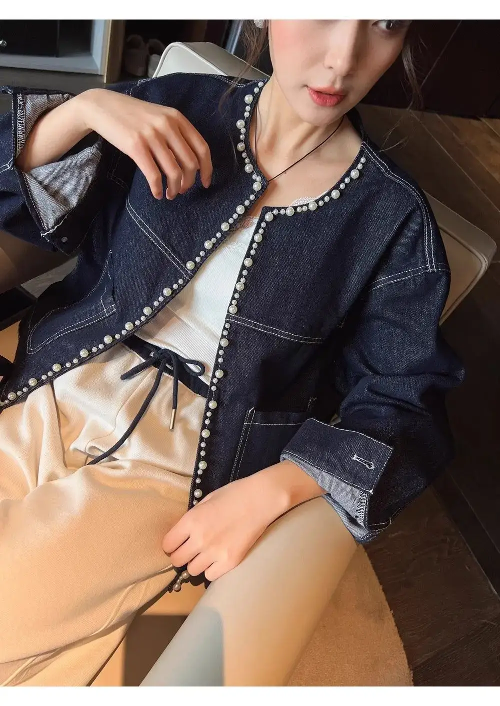Dark Blue Denim Jacket Women Spring Fall New Style — feature 15