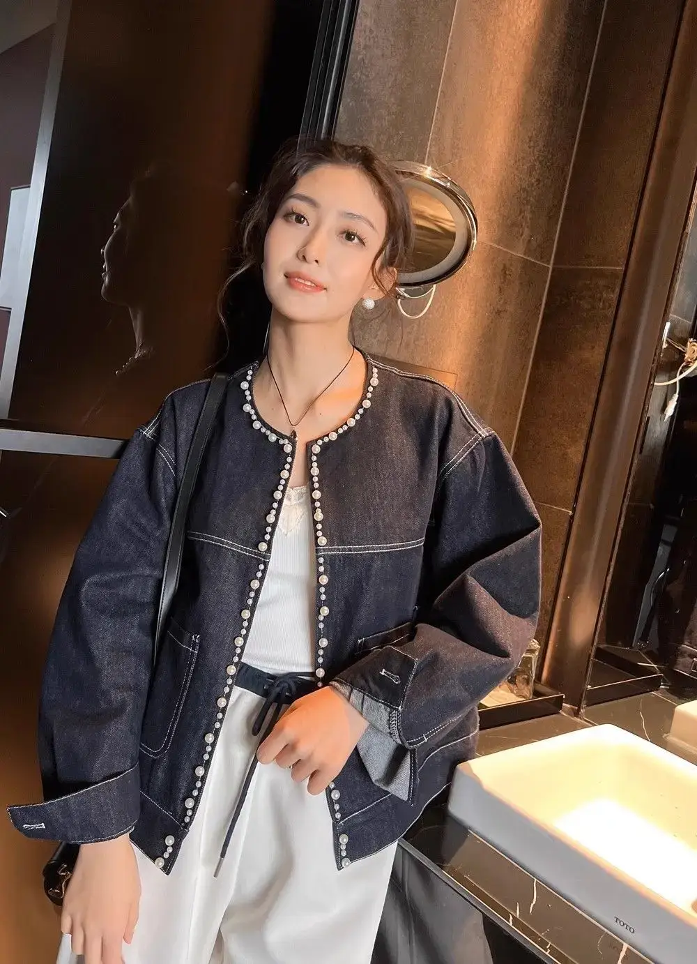 Dark Blue Denim Jacket Women Spring Fall New Style — feature 2