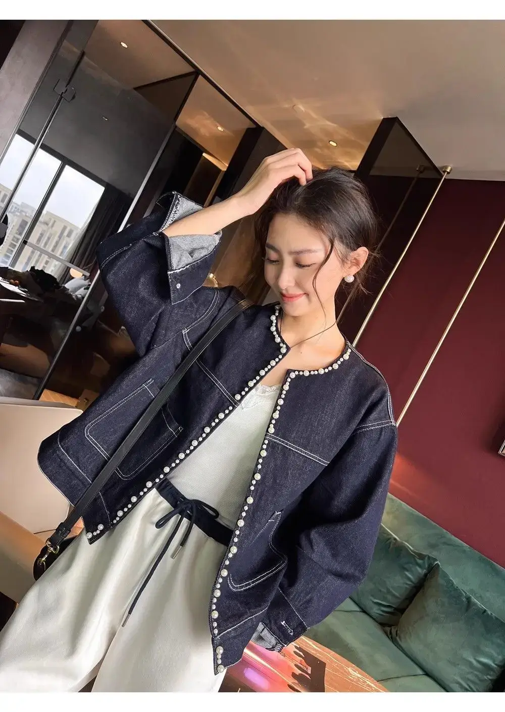 Dark Blue Denim Jacket Women Spring Fall New Style — feature 9