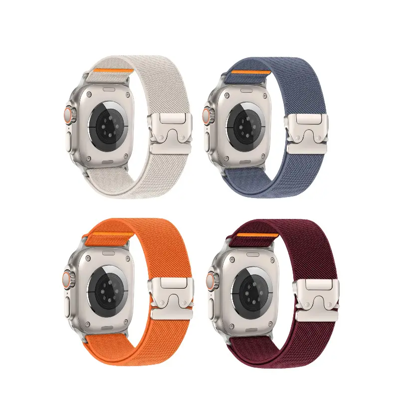 Suitable for Apple Watch Nylon Elastic Strap with Fashionable Parachute Buckle, Versatile and Practical