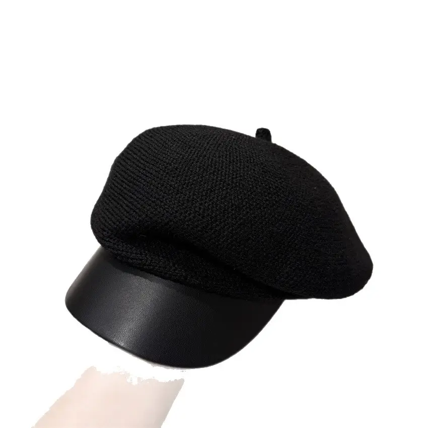 Women Winter Knitted Newsboy Cap Brown - Image 10