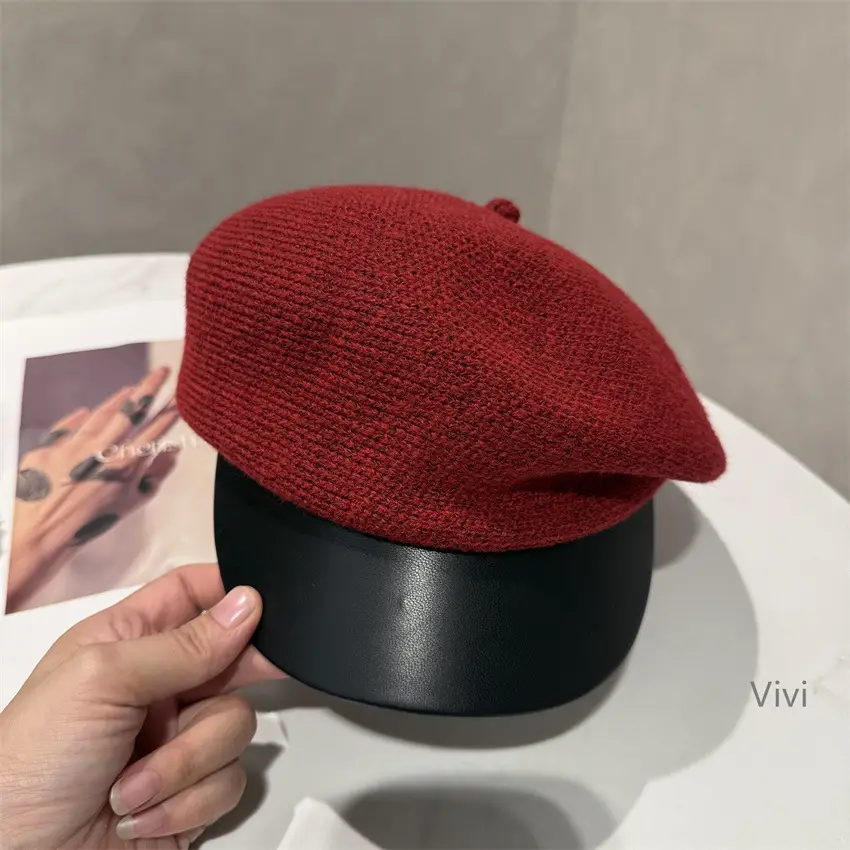 Women Winter Knitted Newsboy Cap Brown — feature 3