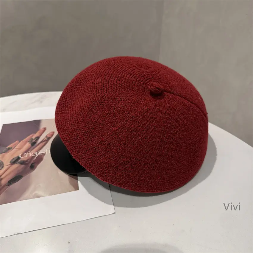 Women Winter Knitted Newsboy Cap Brown — feature 5